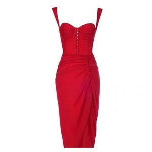 Adeirlina small red dress one side slit